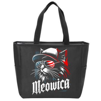 Meowica Usa Merica Cat 4th Of July Funny Patriotic Zip Tote Bag