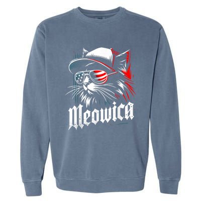 Meowica Usa Merica Cat 4th Of July Funny Patriotic Garment-Dyed Sweatshirt