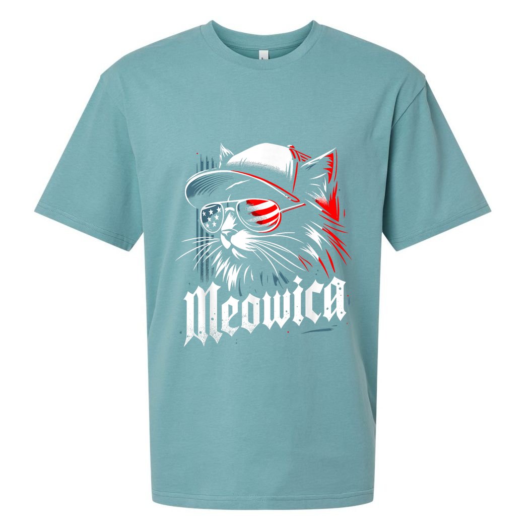 Meowica Usa Merica Cat 4th Of July Funny Patriotic Sueded Cloud Jersey T-Shirt