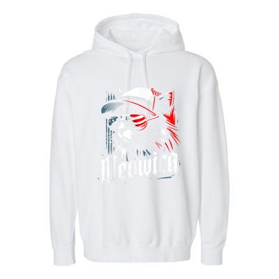 Meowica Usa Merica Cat 4th Of July Funny Patriotic Garment-Dyed Fleece Hoodie