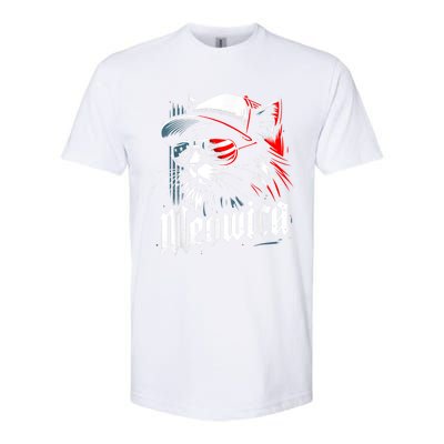 Meowica Usa Merica Cat 4th Of July Funny Patriotic Softstyle CVC T-Shirt