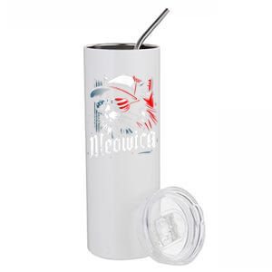 Meowica Usa Merica Cat 4th Of July Funny Patriotic Stainless Steel Tumbler