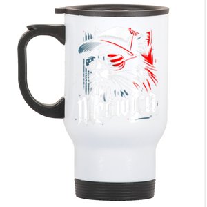 Meowica Usa Merica Cat 4th Of July Funny Patriotic Stainless Steel Travel Mug