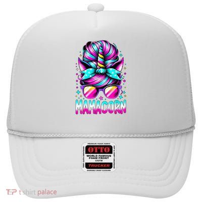 Mamacorn Unicorn Mom Cute Mother'S Day Girl Sunset High Crown Mesh Back Trucker Hat