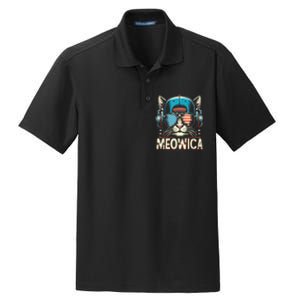 Meowica Usa Merica Cat 4th Of July Funny Patriotic Dry Zone Grid Polo