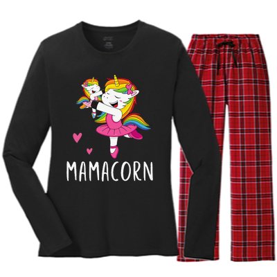 Mamacorn Unicorn Mama Ballerina Mother's Day Gift Women's Long Sleeve Flannel Pajama Set 