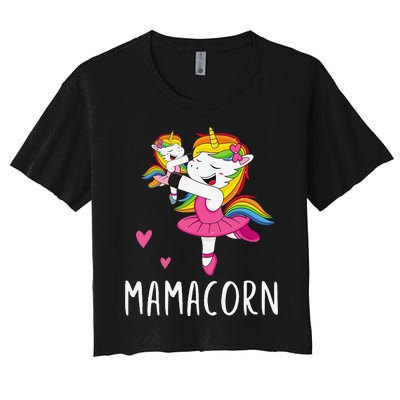 Mamacorn Unicorn Mama Ballerina Mother's Day Gift Women's Crop Top Tee