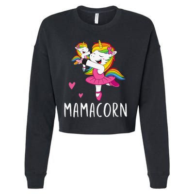 Mamacorn Unicorn Mama Ballerina Mother's Day Gift Cropped Pullover Crew