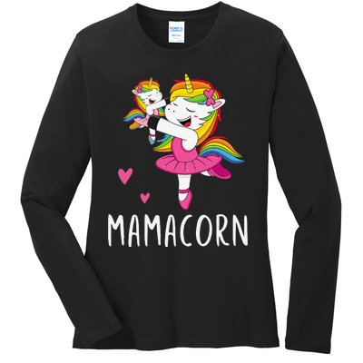 Mamacorn Unicorn Mama Ballerina Mother's Day Gift Ladies Long Sleeve Shirt