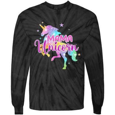 Mama Unicorn Mythical Animal Fantasy Creature Magical Tie-Dye Long Sleeve Shirt