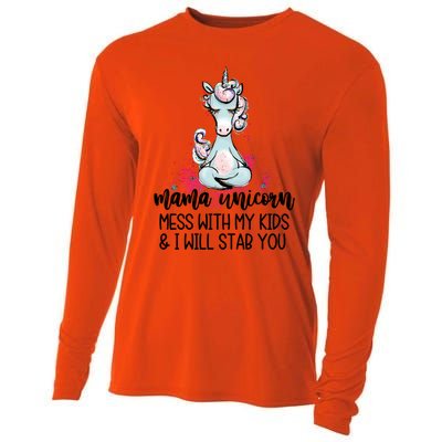 Mama Unicorn Mess With My I Will Stab You Mother Gift Cool Gift Cooling Performance Long Sleeve Crew