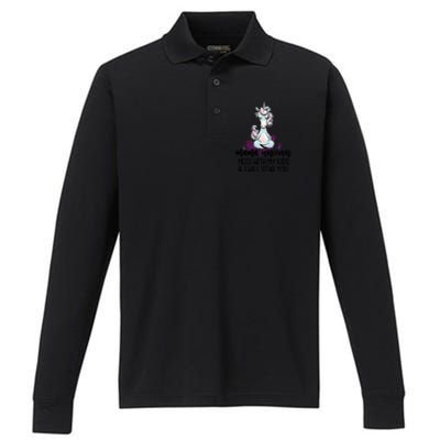 Mama Unicorn Mess With My I Will Stab You Mother Gift Cool Gift Performance Long Sleeve Polo