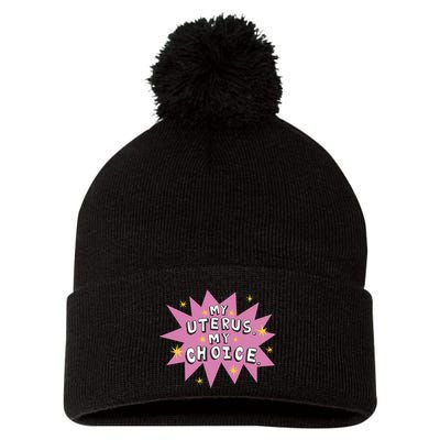 My Uterus My Choice Star Pom Pom 12in Knit Beanie