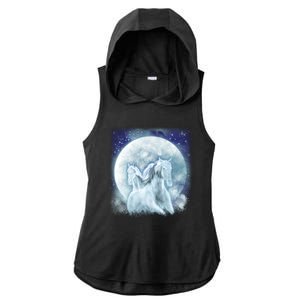 Mystic Unicorn Moon Ladies PosiCharge Tri-Blend Wicking Draft Hoodie Tank