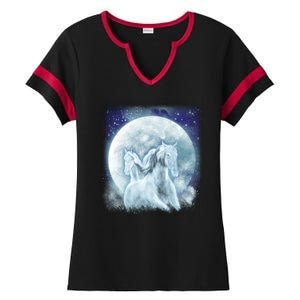 Mystic Unicorn Moon Ladies Halftime Notch Neck Tee