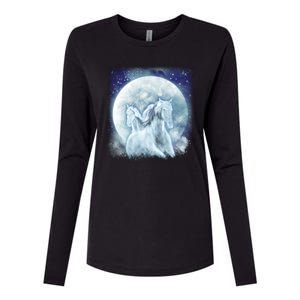 Mystic Unicorn Moon Womens Cotton Relaxed Long Sleeve T-Shirt