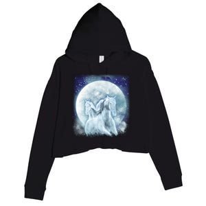 Mystic Unicorn Moon Crop Fleece Hoodie