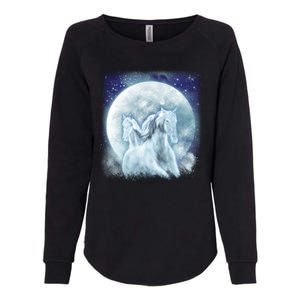 Mystic Unicorn Moon Womens California Wash Sweatshirt