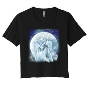 Mystic Unicorn Moon Women's Crop Top Tee