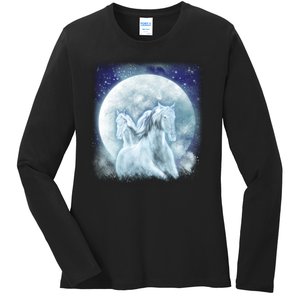 Mystic Unicorn Moon Ladies Long Sleeve Shirt