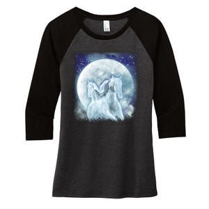 Mystic Unicorn Moon Women's Tri-Blend 3/4-Sleeve Raglan Shirt