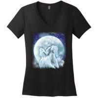 Mystic Unicorn Moon Women's V-Neck T-Shirt