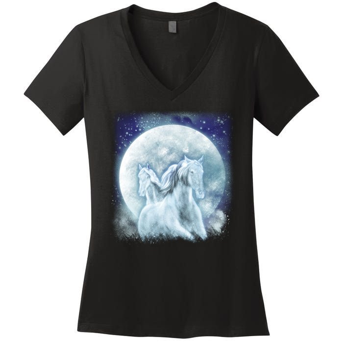 Mystic Unicorn Moon Women's V-Neck T-Shirt