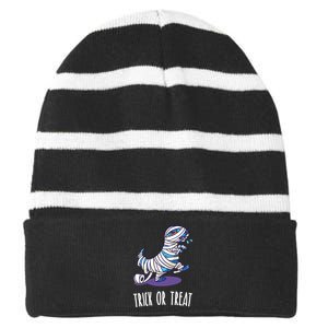 Mummy Dinosaur Striped Beanie with Solid Band