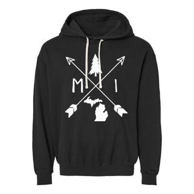 Michigan Up North Home State Midwest Vintage Retro Garment-Dyed Fleece Hoodie