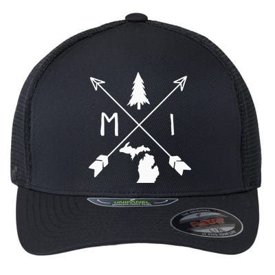Michigan Up North Home State Midwest Vintage Retro Flexfit Unipanel Trucker Cap