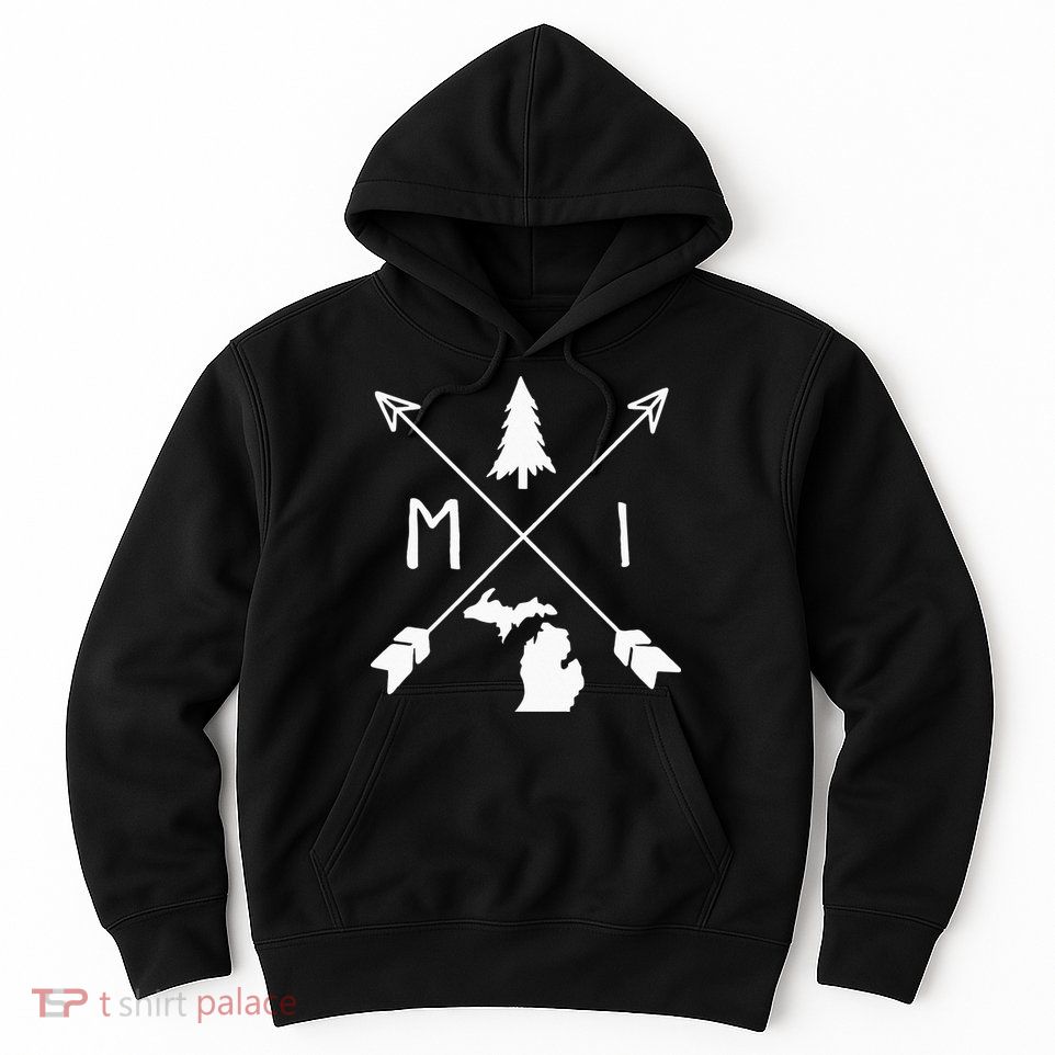 Michigan Up North Home State Midwest Vintage Retro Hoodie