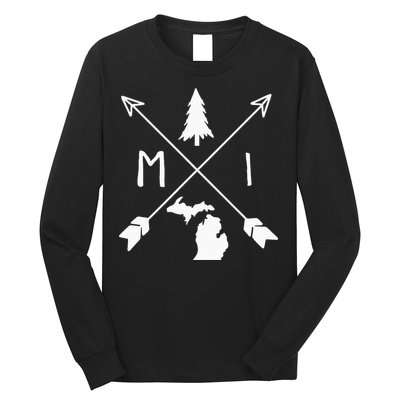 Michigan Up North Home State Midwest Vintage Retro Long Sleeve Shirt