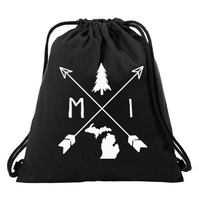 Michigan Up North Home State Midwest Vintage Retro Drawstring Bag