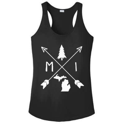 Michigan Up North Home State Midwest Vintage Retro Ladies PosiCharge Competitor Racerback Tank