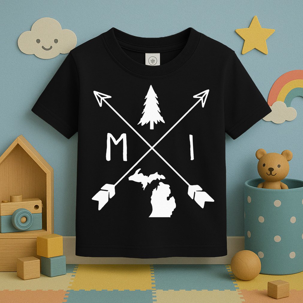 Michigan Up North Home State Midwest Vintage Retro Toddler T-Shirt