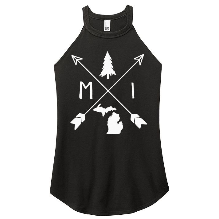 Michigan Up North Home State Midwest Vintage Retro Women's Perfect Tri Rocker Tank