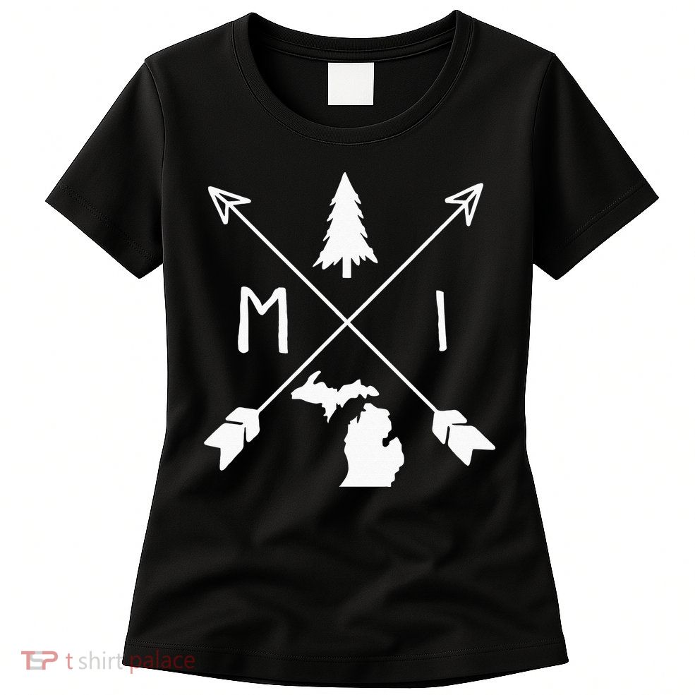 Michigan Up North Home State Midwest Vintage Retro Womens T-Shirt