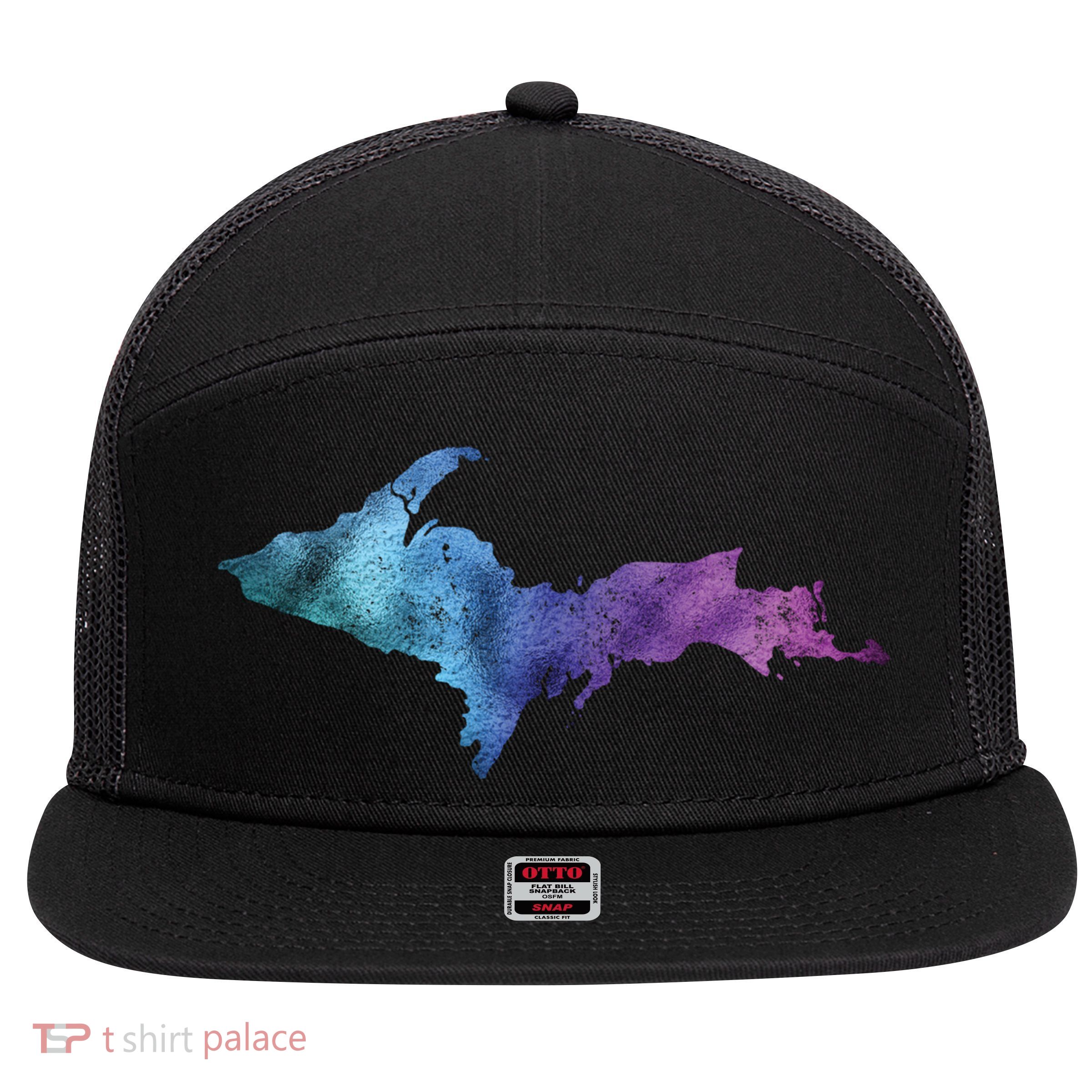 Michigan Up North Upper Peninsula Gift 7 Panel Mesh Trucker Snapback Hat