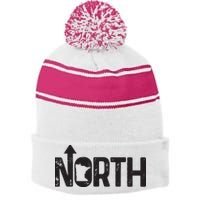 Minnesota Up North State Map Pride Gift Stripe Pom Pom Beanie
