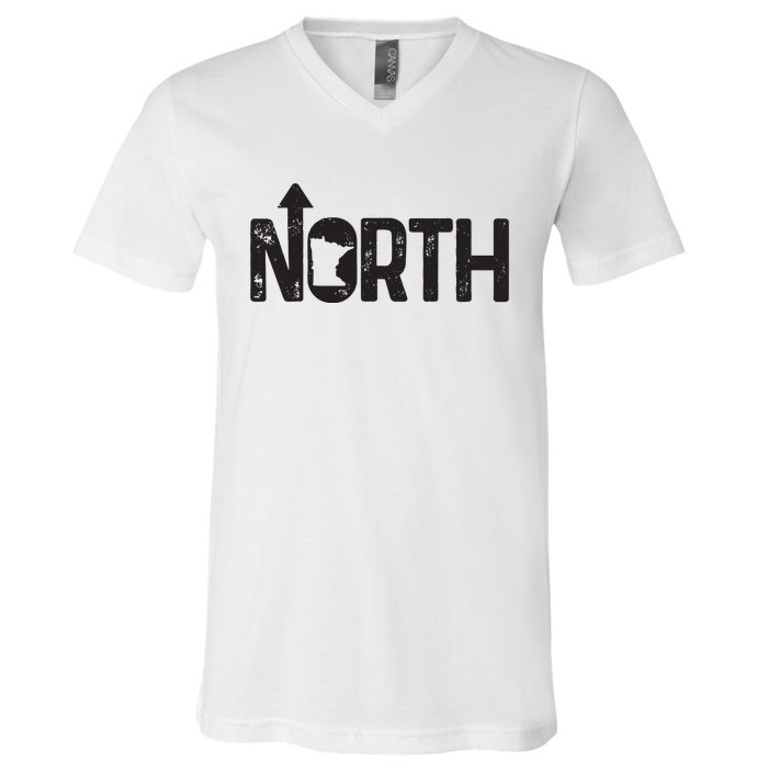 Minnesota Up North State Map Pride Gift V-Neck T-Shirt