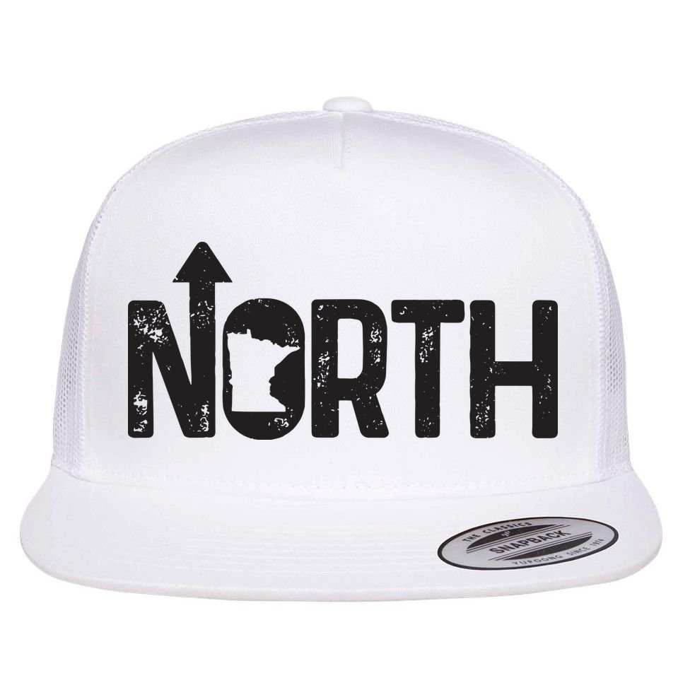 Minnesota Up North State Map Pride Gift Flat Bill Trucker Hat