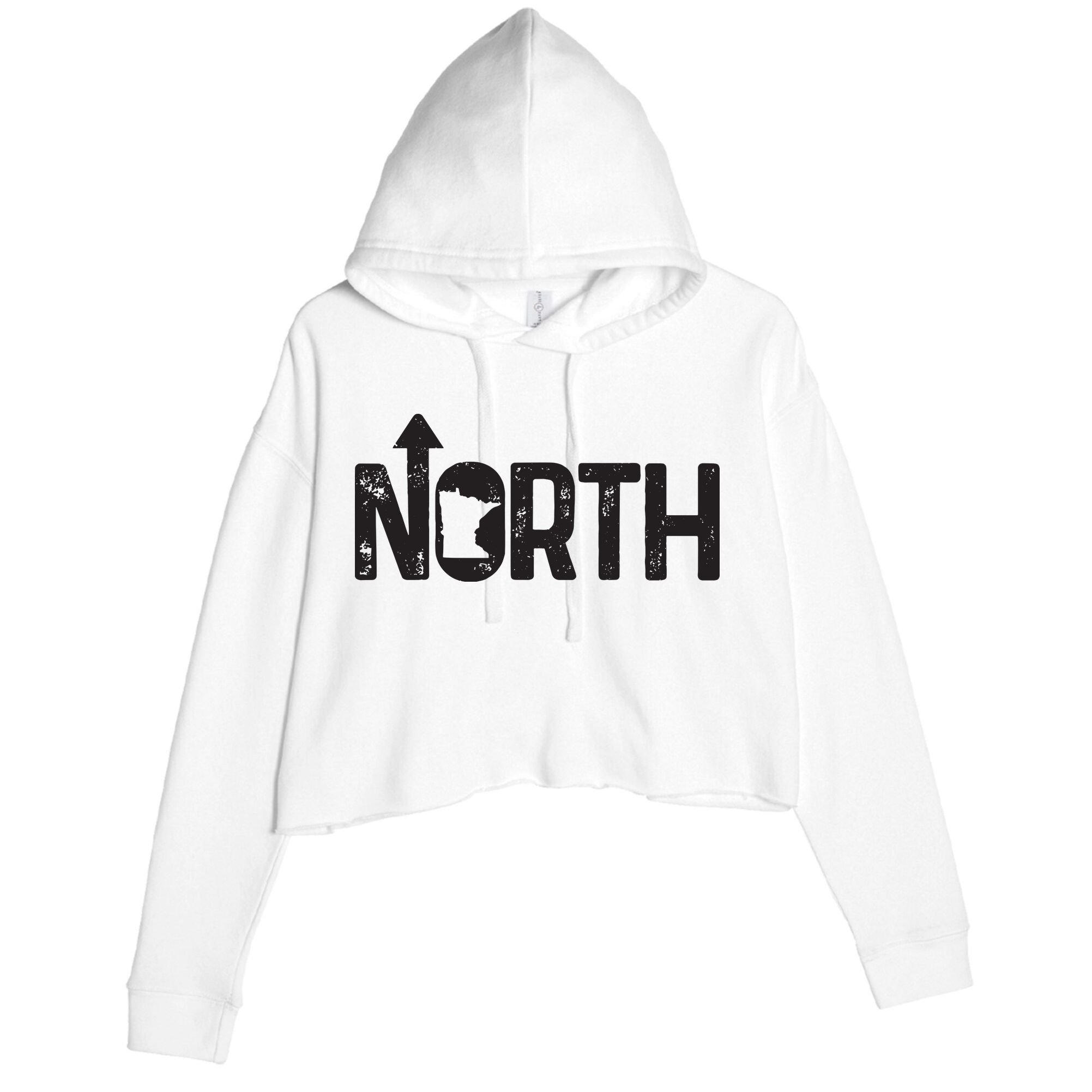 Minnesota Up North State Map Pride Gift Crop Fleece Hoodie