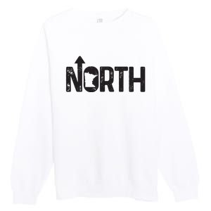 Minnesota Up North State Map Pride Gift Premium Crewneck Sweatshirt