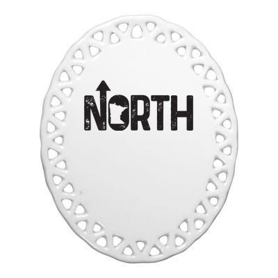 Minnesota Up North State Map Pride Gift Ceramic Oval Ornament