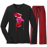 Make Up Nail Polish Makeup Cosmetics Manicure Nail Tech Gift Women's Long Sleeve Flannel Pajama Set 