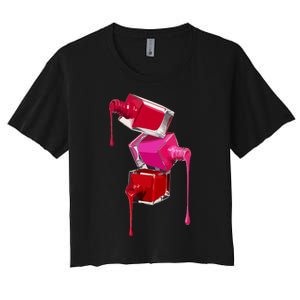 Make Up Nail Polish Makeup Cosmetics Manicure Nail Tech Gift Women's Crop Top Tee