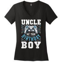 Men Uncle Of The Birthday Boy Matching Video Gamer Birthday Women's V-Neck T-Shirt