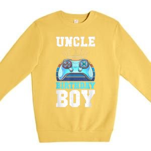 Men Uncle Of The Birthday Boy Matching Video Gamer Birthday Premium Crewneck Sweatshirt