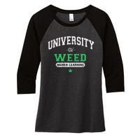 Marijuana U.N.I.V.E.R.S.I.T.Y Of Weed Women's Tri-Blend 3/4-Sleeve Raglan Shirt