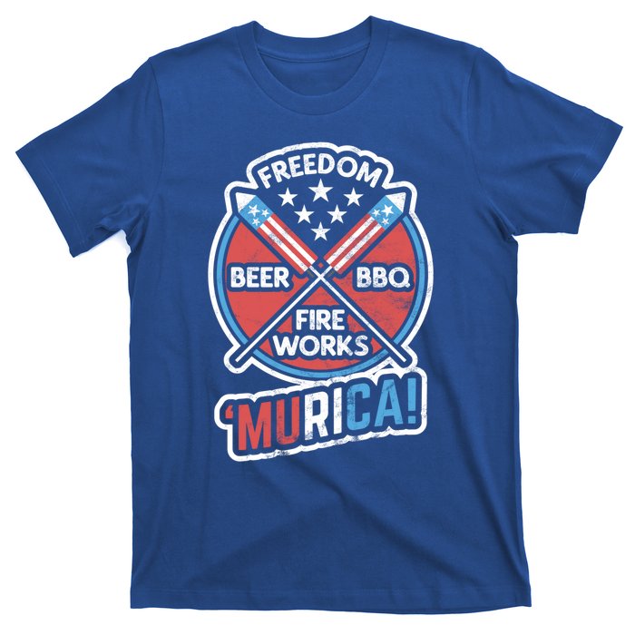 Murica Usa Patriotic 4th Of July Fireworks Bbq Beer Freedom Gift T-Shirt